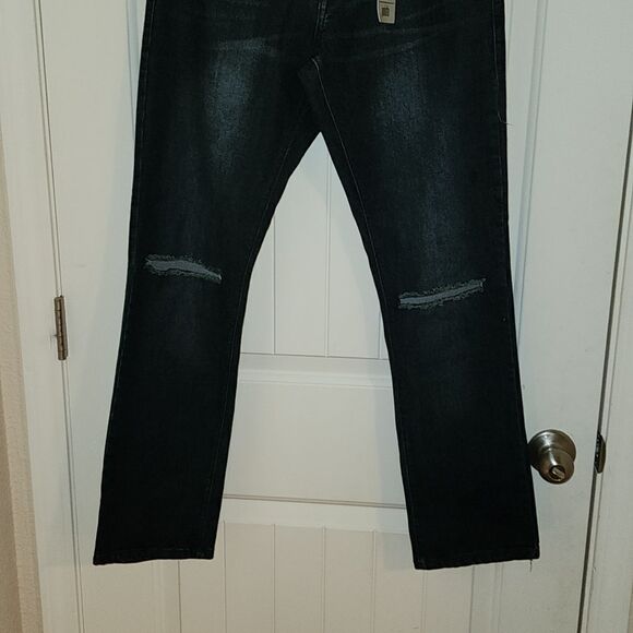 Lazer Pointe Dark Wash Jeans Ripped Flex Denim Size W30 x L30 NWT - Picture 3 of 8